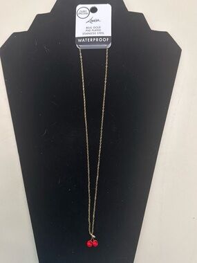 Lovisa Gold-Plated Necklace with Red Cherry Pendant